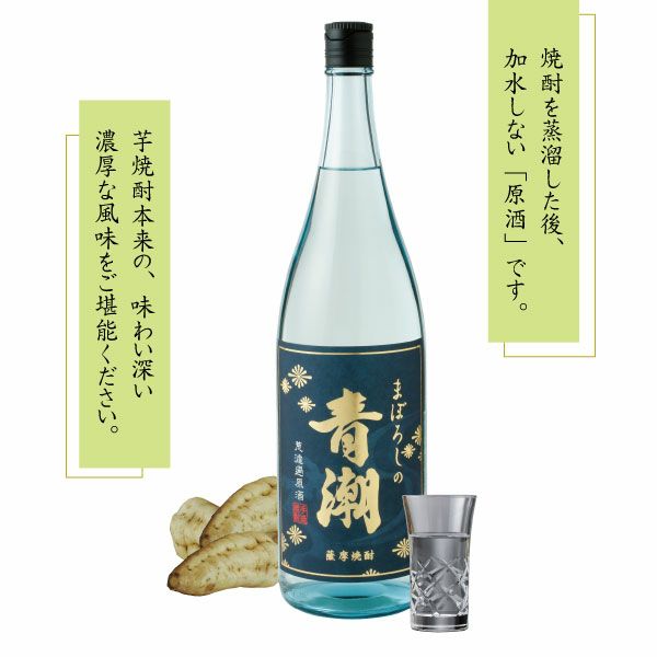 芋焼酎・原酒ならではの濃厚な風味「まぼろしの青潮」1800ml 36度